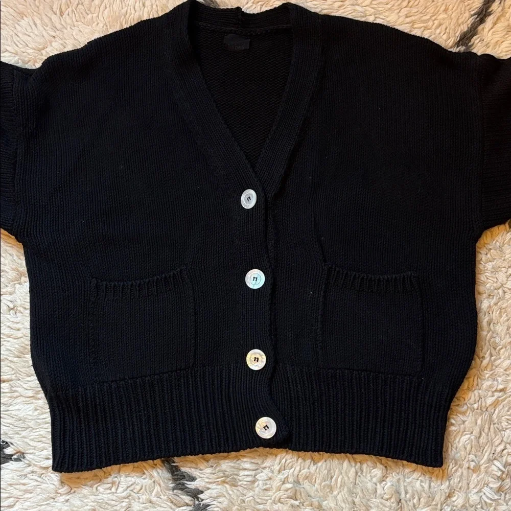 Black Cardigan Sweater with Pockets